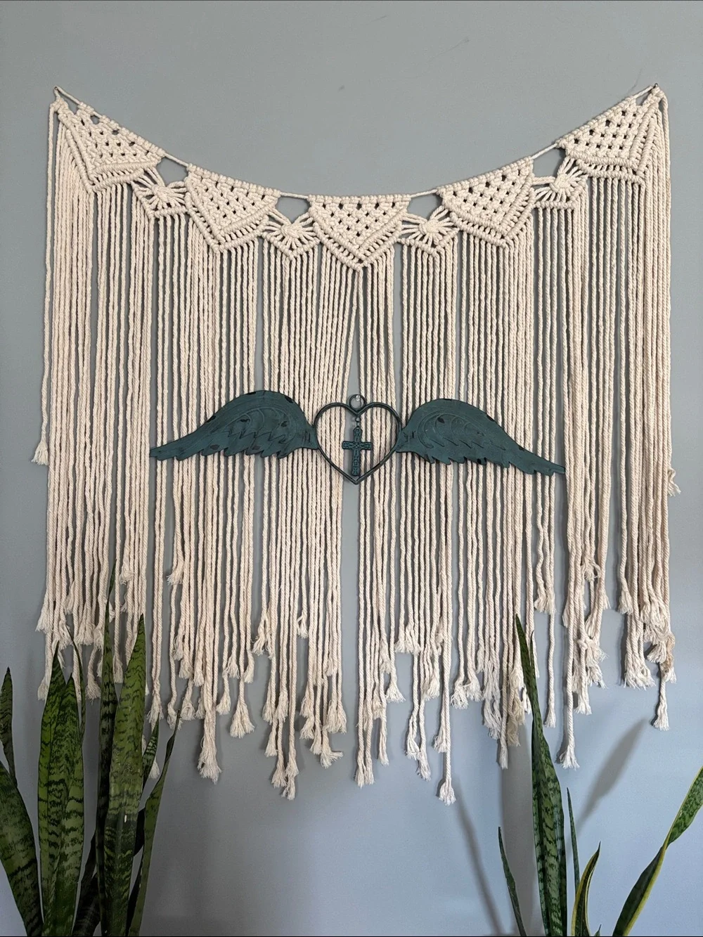 Teal Winged Heart Accent Wall Decor (Macramé not included) - Picture 2 of 2